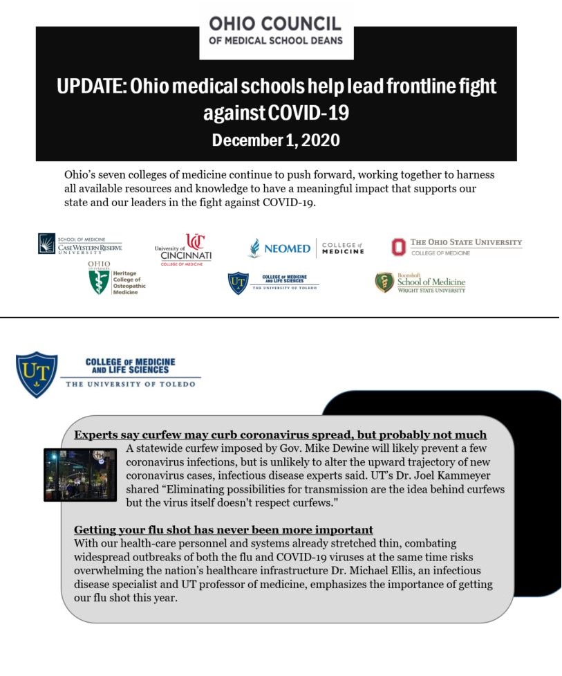 UPDATE: Ohio Medical Schools help lead frontline fight against COVID-19
